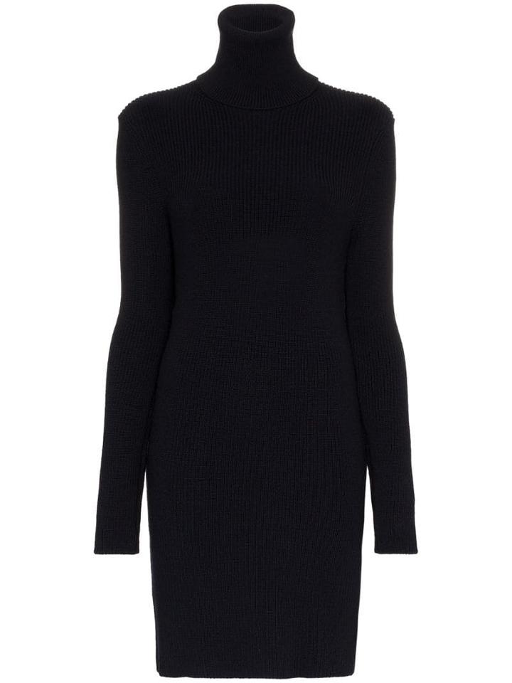 A Plan Application Turtle Neck Ribbed Wool Jumper Dress - Blue