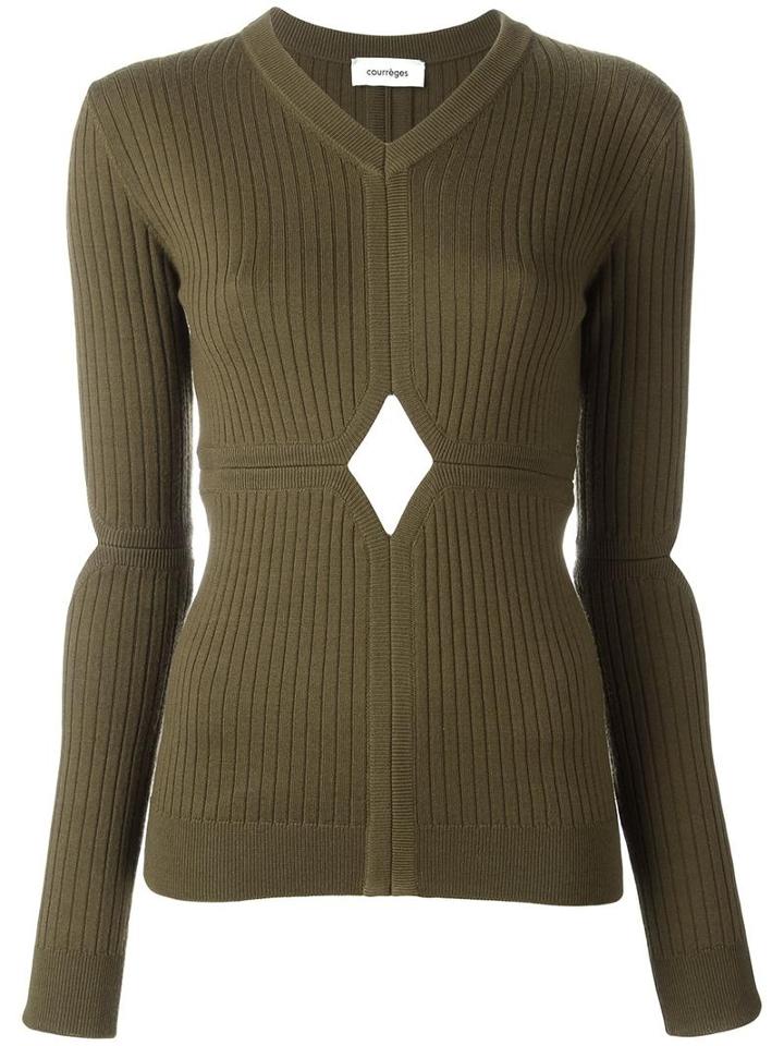 Courrèges Cut-off Detailing Knit Blouse, Women's, Size: 1, Green, Polyamide/spandex/elastane/merino