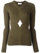 Courrèges Cut-off Detailing Knit Blouse, Women's, Size: 1, Green, Polyamide/spandex/elastane/merino