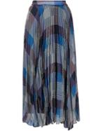 Frenken Check Print Asymmetric Skirt - Blue