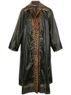 Dolce & Gabbana Leopard Fur Trim Raincoat - Black