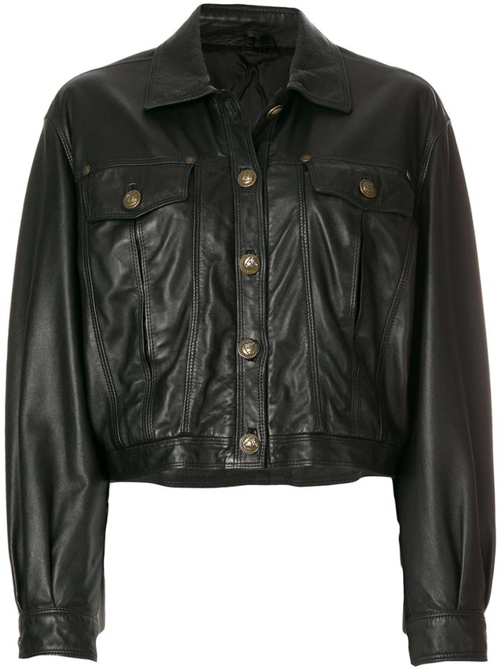 Versace Vintage Buttoned Cropped Jacket - Black