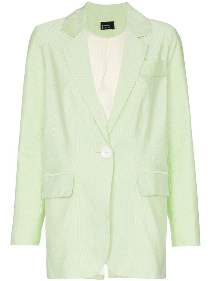 N Duo Single Button Cotton Blend Blazer - Green