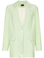 N Duo Single Button Cotton Blend Blazer - Green