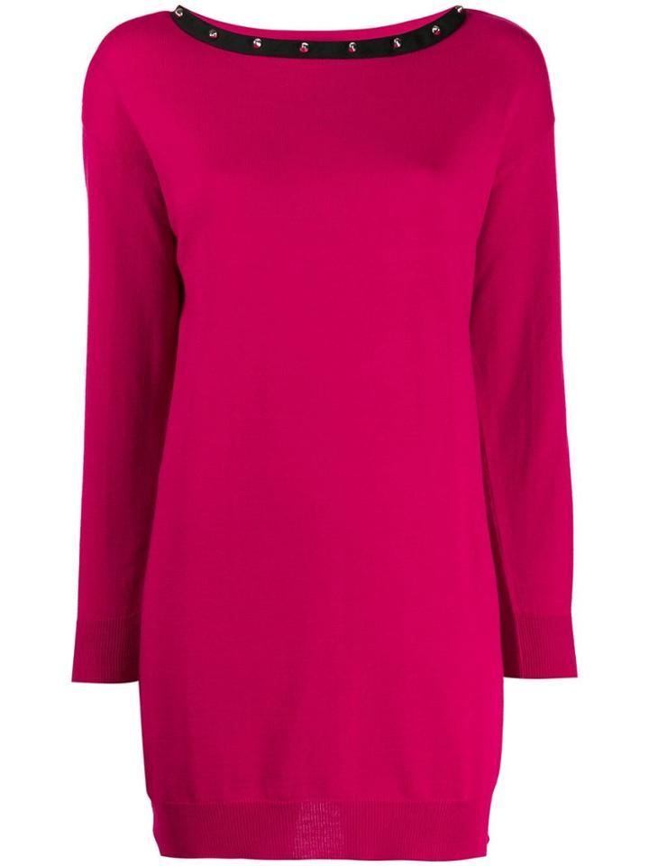 Moschino Studded Neckline Jumper Dress - Pink