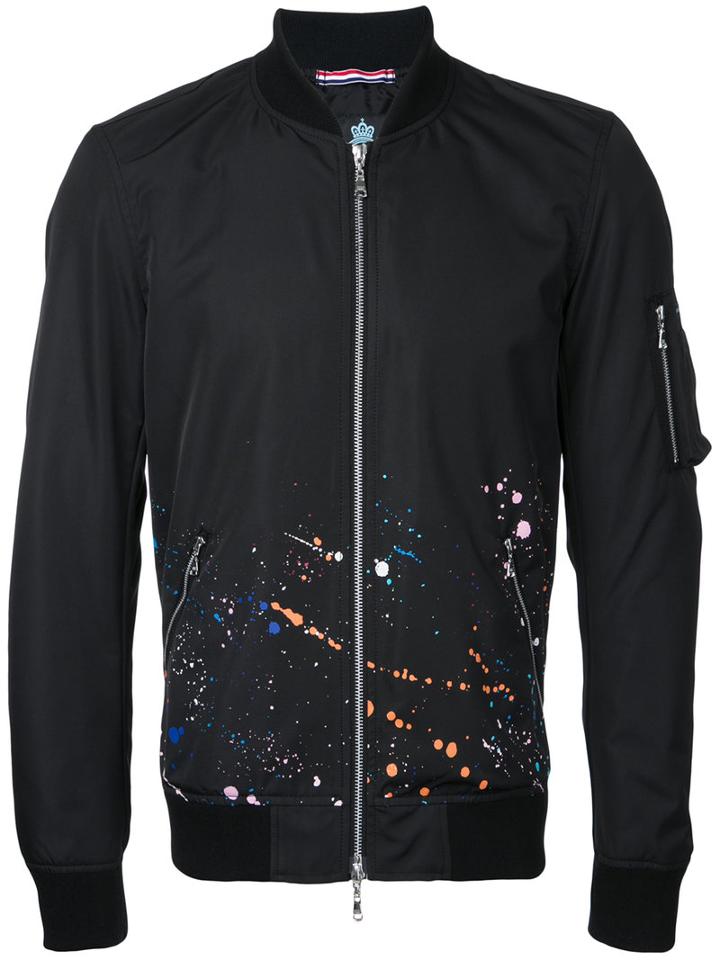 Guild Prime - Paint Splatter Bomber Jacket - Men - Polyester - 3, Black, Polyester