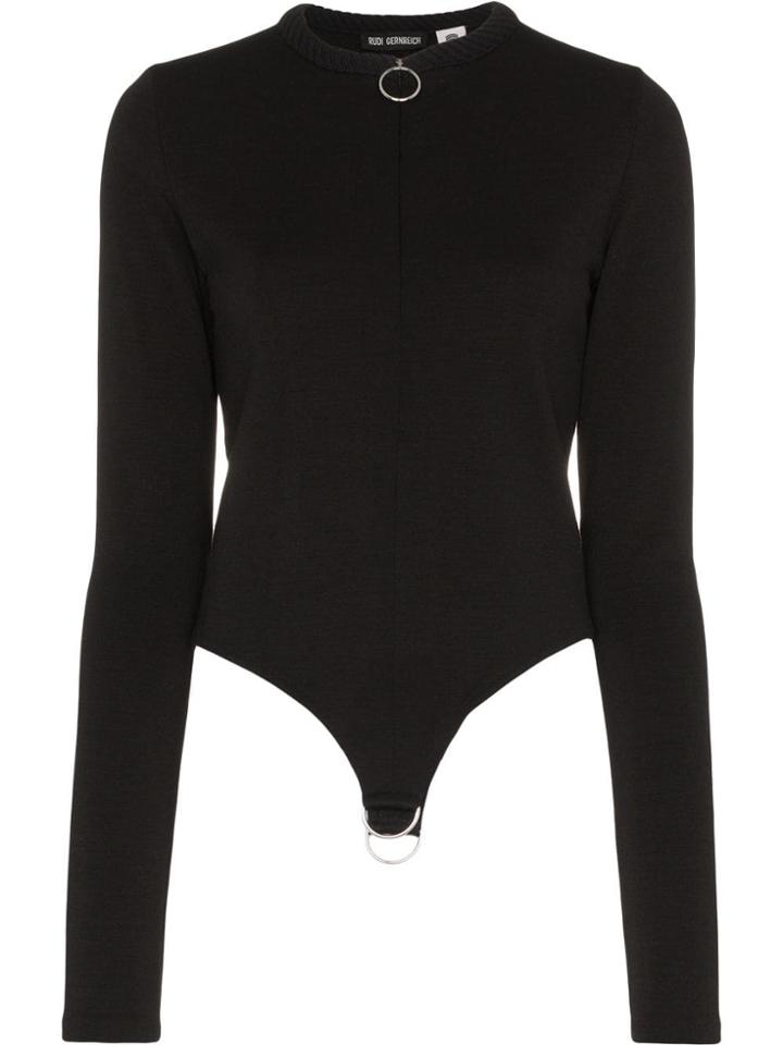 Rudi Gernreich Knitted Zip Neck Wool T-shirt - Black