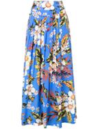 Dvf Diane Von Furstenberg Pleated Floral Skirt - Blue
