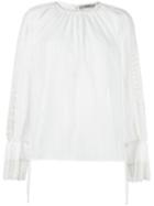 Etro Pleated Detail Blouse, Women's, Size: 42, White, Cotton/nylon