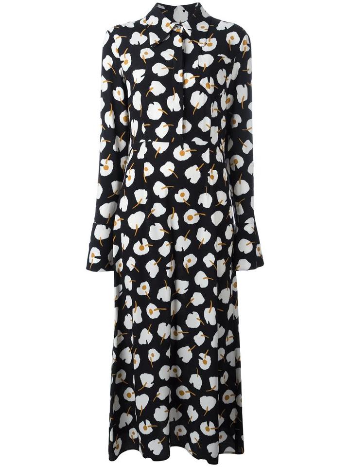 Eggs Floral Longsleeved Shirt Dress, Women's, Size: 44, Black, Viscose