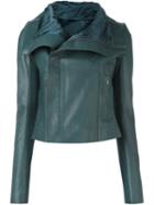 Rick Owens Classic Biker Jacket, Women's, Size: 40, Green, Cotton/calf Leather/cupro/virgin Wool