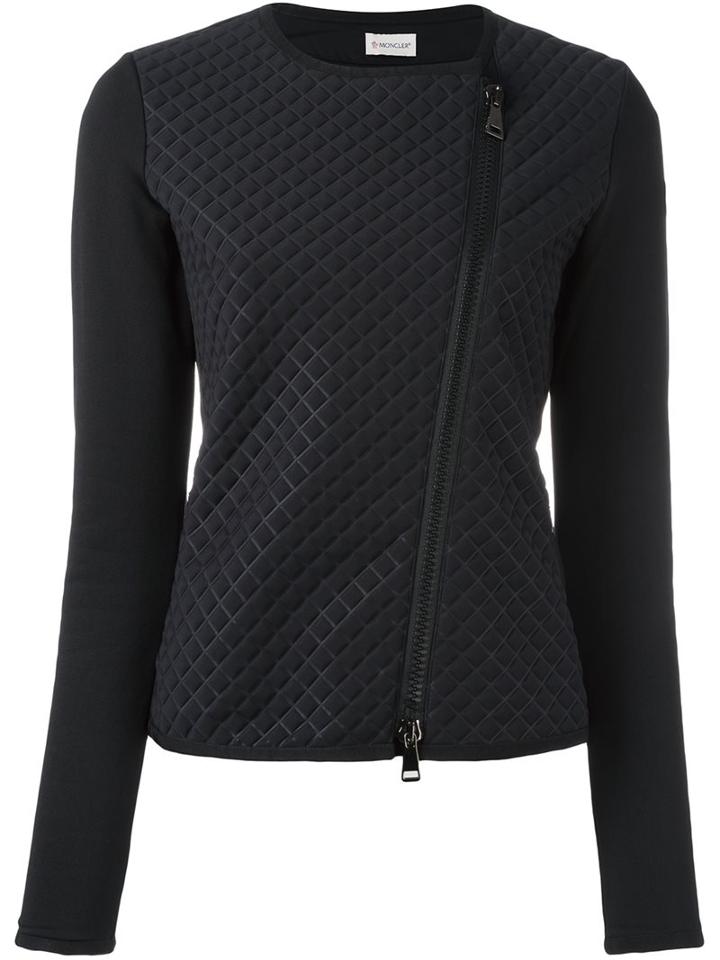 Moncler Quilted Front Cropped Jacket, Women's, Size: Medium, Black, Polyester/spandex/elastane/polyurethane