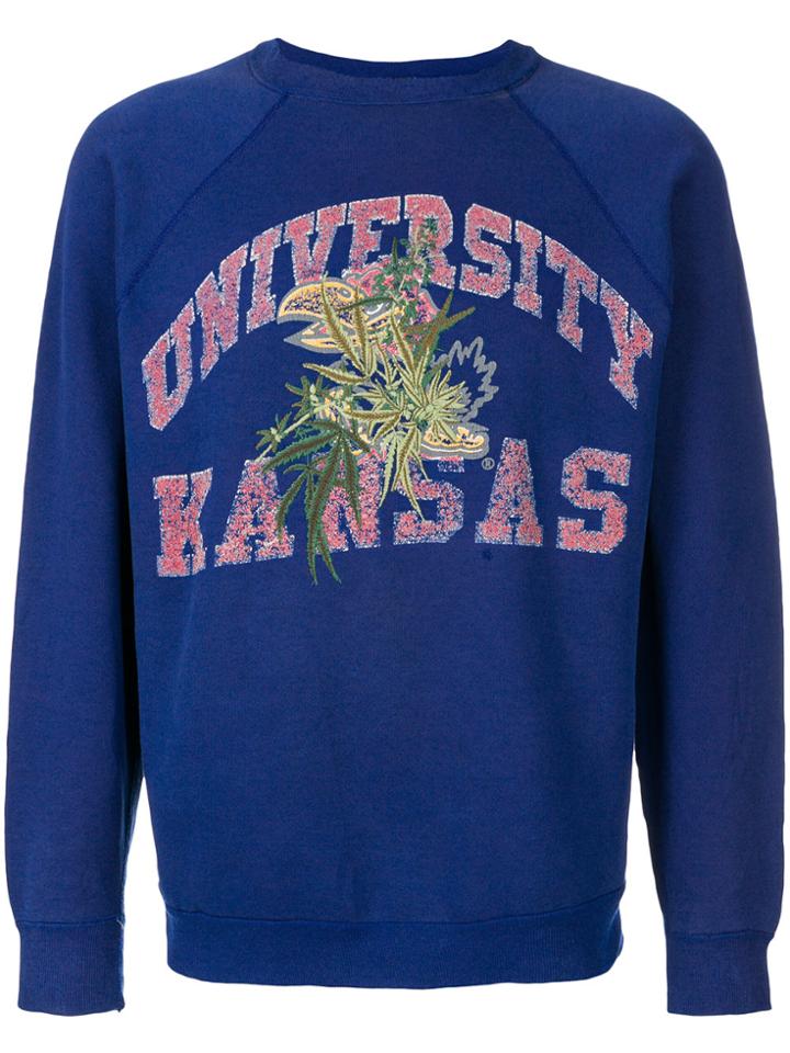 Creatures Of The Wind Leaf Embroidered Sweatshirt - Blue