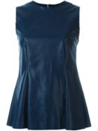 Mm6 Maison Margiela Fake Leather Sleeveless Top, Women's, Size: 42, Blue, Viscose/polyurethane Resin