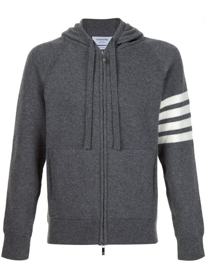 Thom Browne 4-bar Zip-up Cashmere Hoodie - Grey
