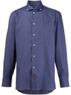 Isaia Plaid Button-down Shirt, Men's, Size: 16, Blue, Cotton