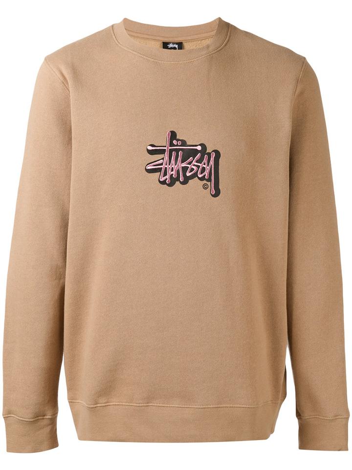 Stussy - Embroidered Logo Sweatshirt - Men - Cotton/polyester - L, Nude/neutrals, Cotton/polyester