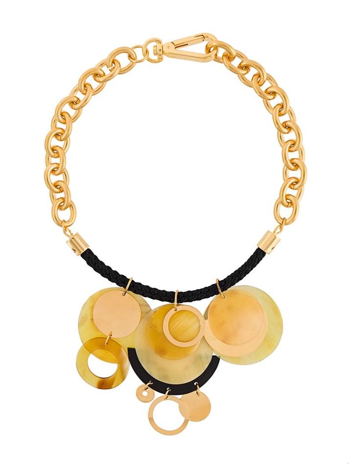 Marni Mixed Horn Disc Necklace, Women's, Metallic