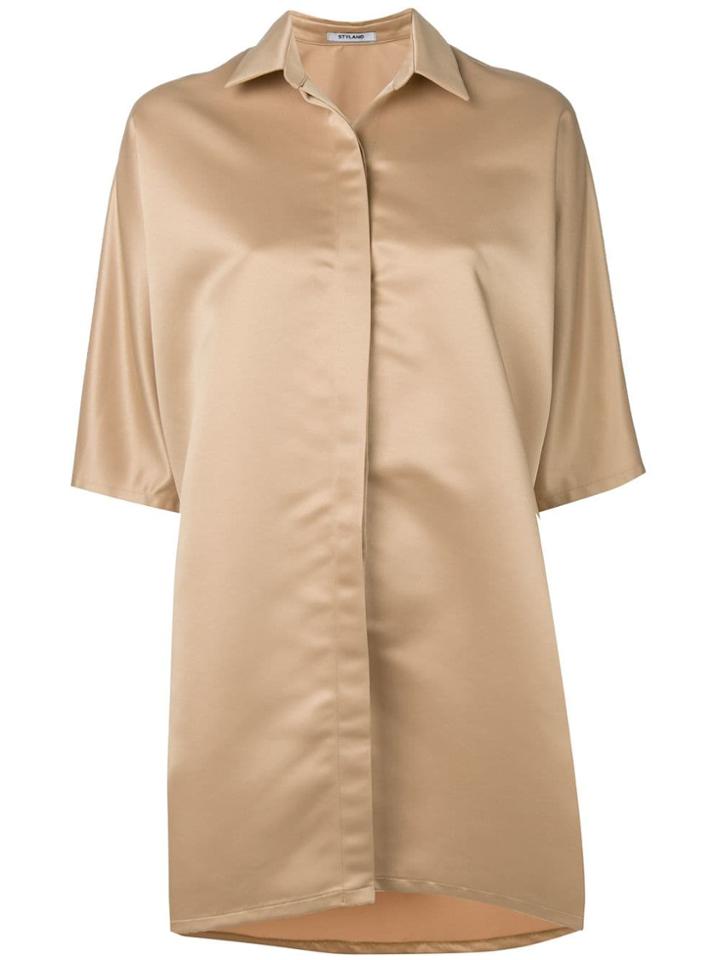 Styland Oversized Shirt Dress - Neutrals