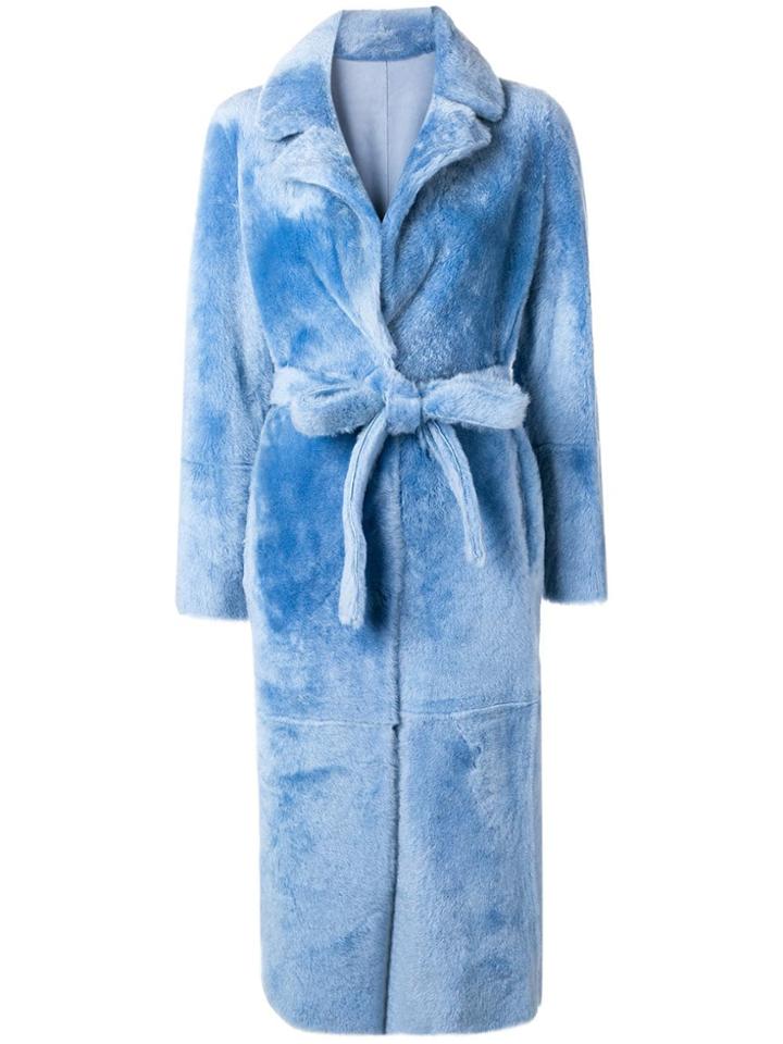 Yves Salomon Perfectly Fitted Winter Coat - Blue