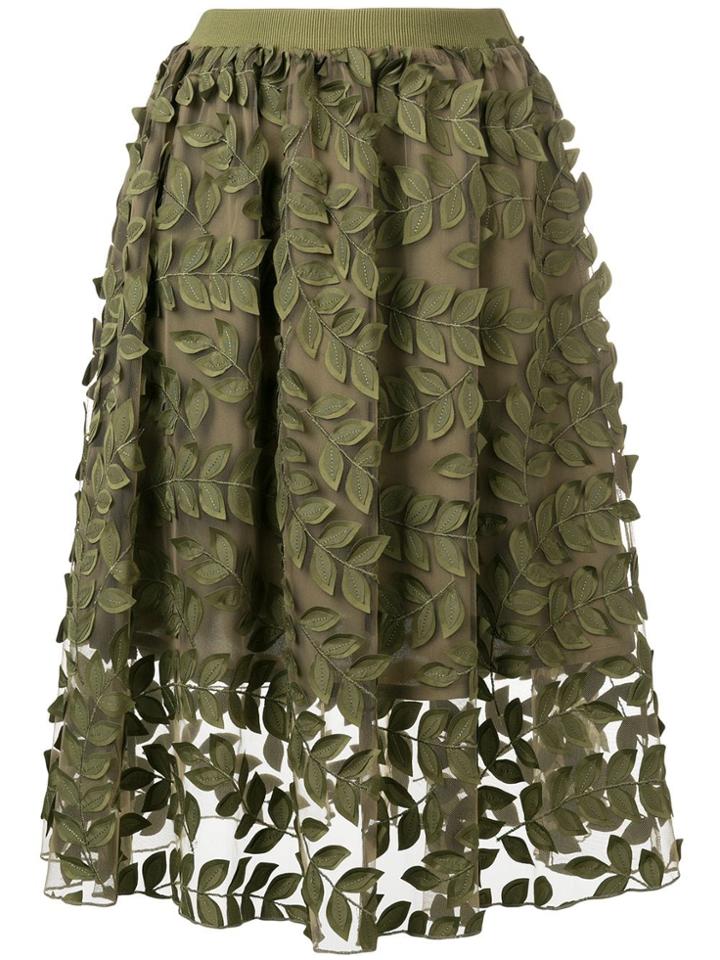 Steffen Schraut Leaf Embroidered Skirt - Green