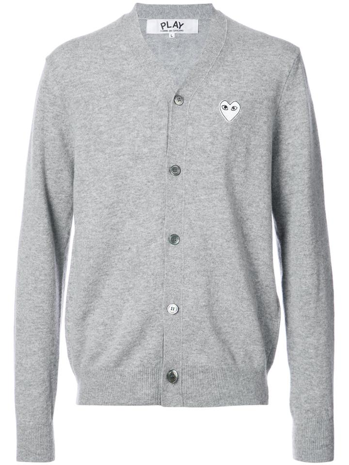 Comme Des Garçons Play Logo Badge Cardigan - Grey