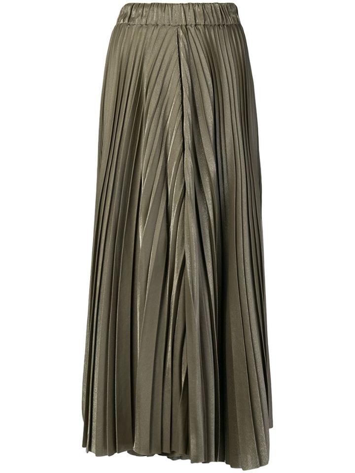 Dusan Metallic Pleated Skirt - Nude & Neutrals