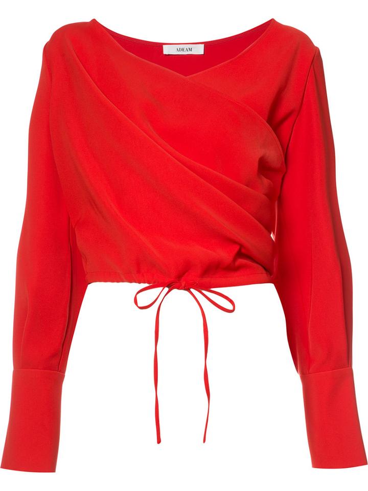 Adeam - Draped Wrap Blouse - Women - Polyester - S, Women's, Red, Polyester