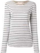 Michael Michael Kors Striped Top, Women's, Size: Medium, White, Viscose/polyester/spandex/elastane/metal
