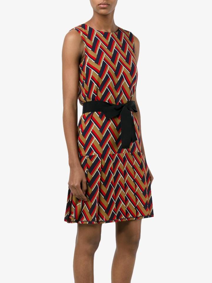 Gucci Chevron Pleated Dress, Women's, Size: 38, Silk
