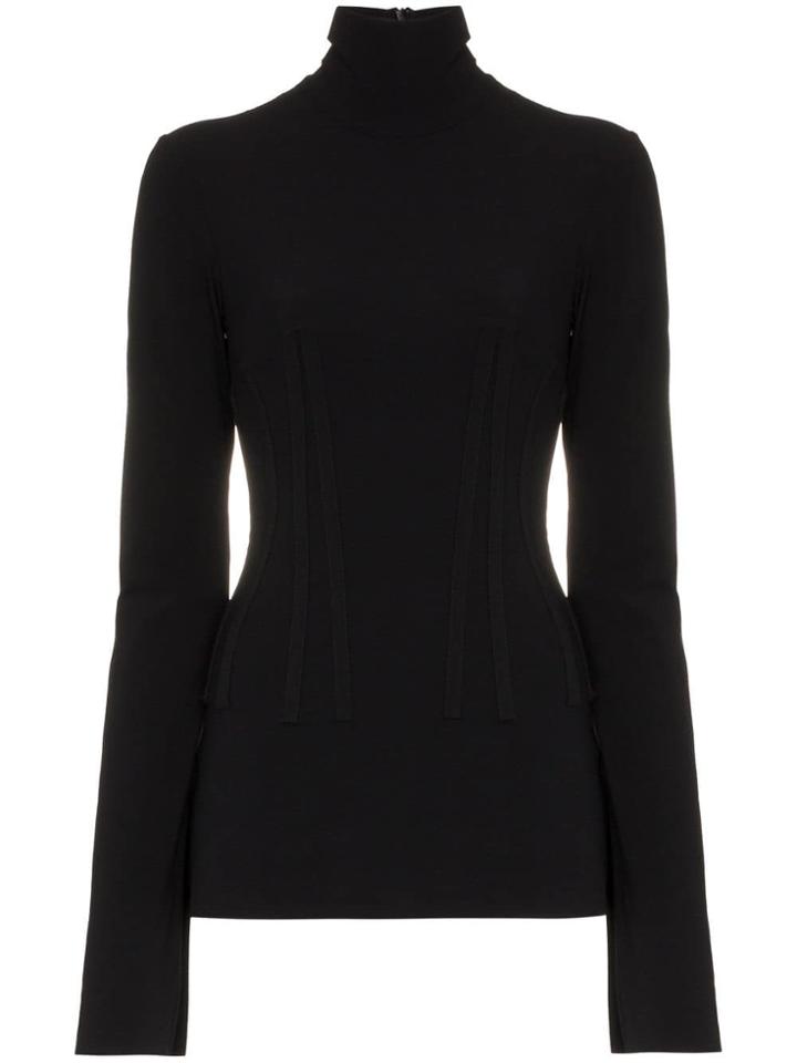 Ellery 'art Brut' High Neck Ribbed Top - Black