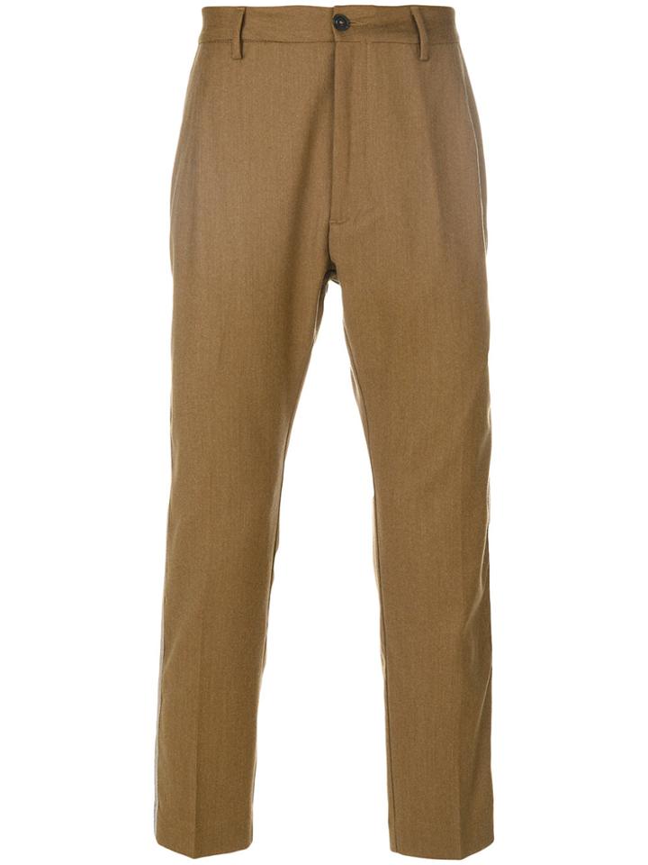 Pence Side Stripe Crop Tailored Trousers - Brown