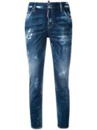 Distressed Straight Jeans - Women - Cotton/spandex/elastane - 40, Blue, Cotton/spandex/elastane, Dsquared2