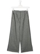 Dondup Kids Pinstripe Wide Leg Trousers - Grey