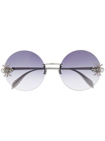 Alexander Mcqueen Eyewear Jewelled Spider Sunglasses - Silver