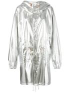 Junya Watanabe Comme Des Garçons Metallic (grey) Hooded Oversized Coat, Women's, Size: Small, Artificial Leather