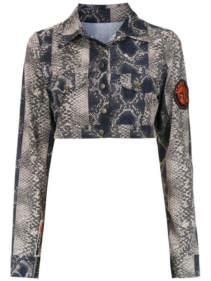 Amir Slama Cropped Printed Jacket - Brown