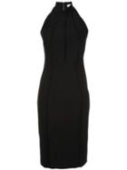 Mugler Halterneck Ribbed Detailing Dress, Women's, Size: 38, Black, Polyamide/spandex/elastane/viscose