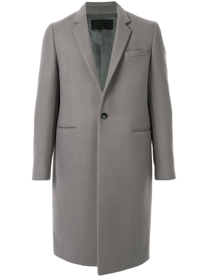 Th Long Single Breasted Coat - Grey