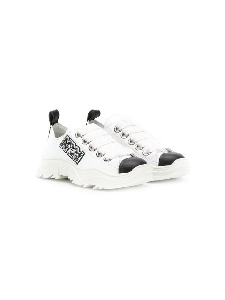 Nº21 Kids Teen Billy Logo Sneakers - White