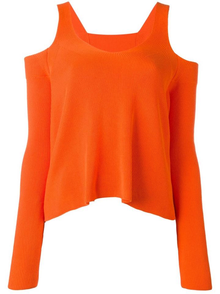 Mm6 Maison Margiela Cut-off Shoulders Knitted Blouse, Women's, Size: Medium, Yellow/orange, Cotton