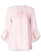 P.a.r.o.s.h. Frill Sleeve Blouse - Pink & Purple