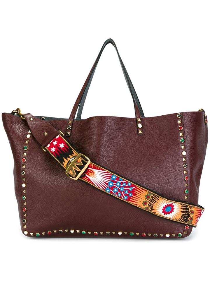 Valentino Large 'rockstud Rolling' Tote, Women's, Blue