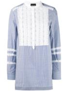 Ermanno Ermanno - Striped Lace Bib Shirt - Women - Cotton - 42, White, Cotton