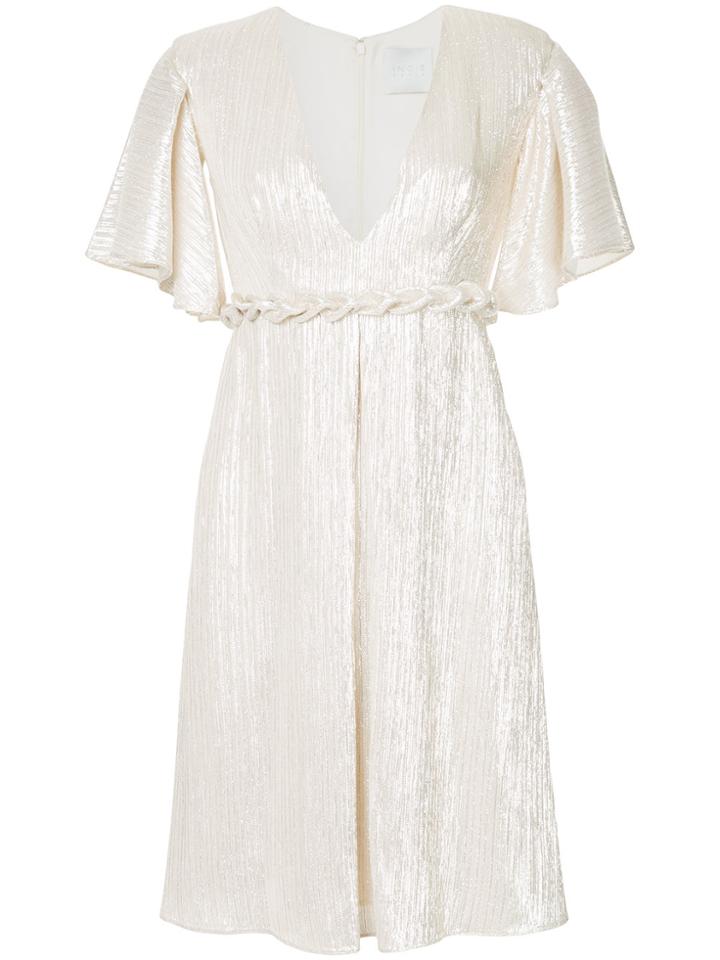 Ingie Paris Shimmery V-neck Dress - White