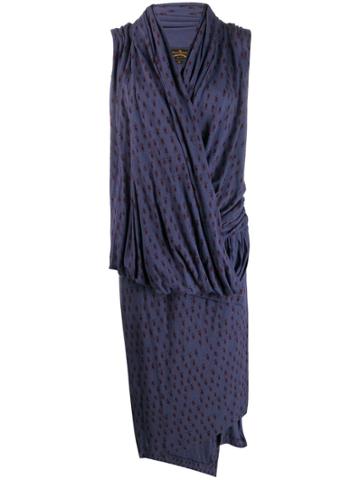 Vivienne Westwood Vintage Knitted Wrap-front Dress - Blue