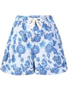Pringle Of Scotland Floral Stripe Shorts - Blue