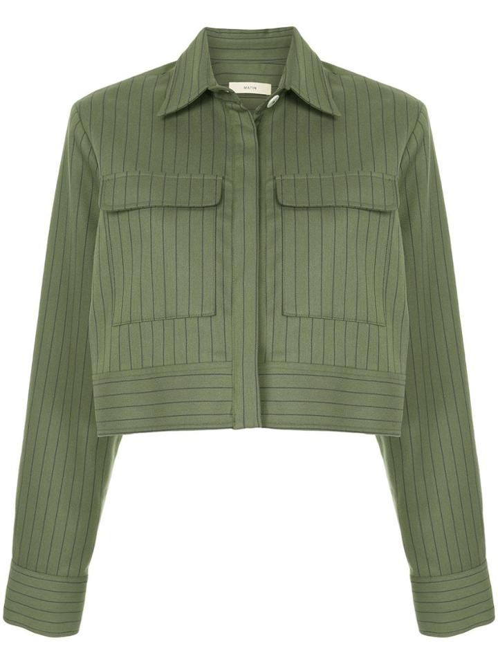 Matin Pinstripe Twill Jacket - Green