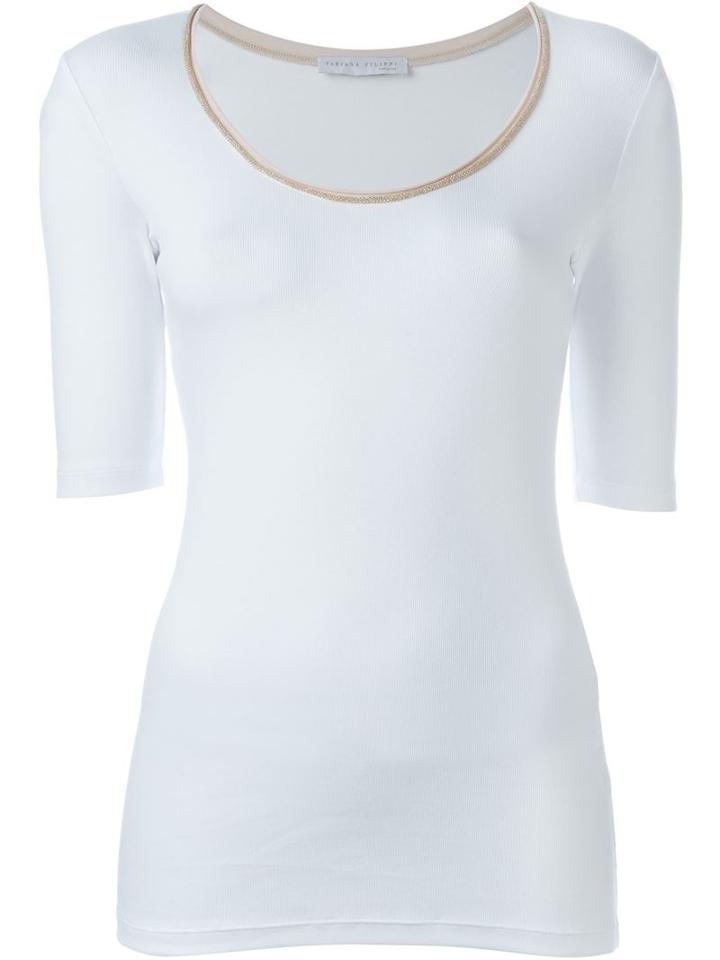 Fabiana Filippi Scoop Neck T-shirt, Women's, Size: 48, White, Cotton/polyamide/polyester/viscose