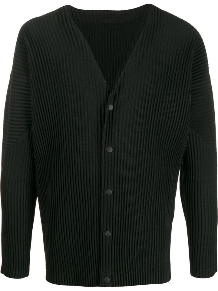 Homme Plissé Issey Miyake Ribbed Style Cardigan - Black